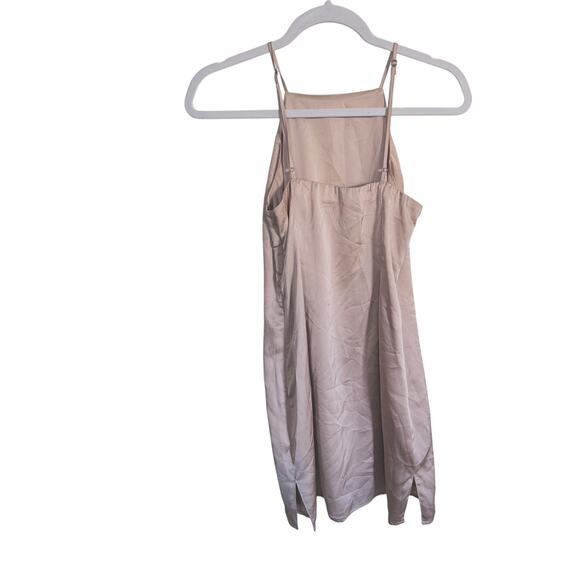 Abercrombie & Fitch High-Neck Strappy Satin Mini Dress Beige Small Quiet Luxury - Picture 3 of 7